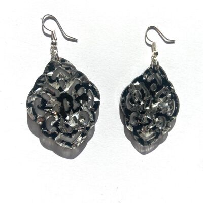 Black and silver resin shaped earrings