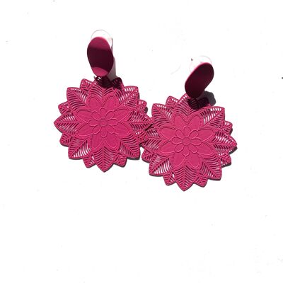 Pink strong floral earrings