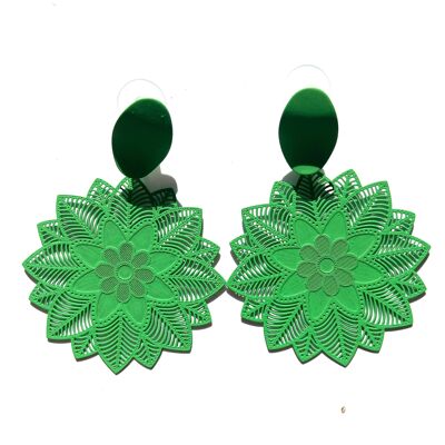 Green strong floral earrings