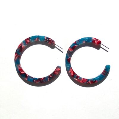 Pink and blue hoop acrylic earrings
