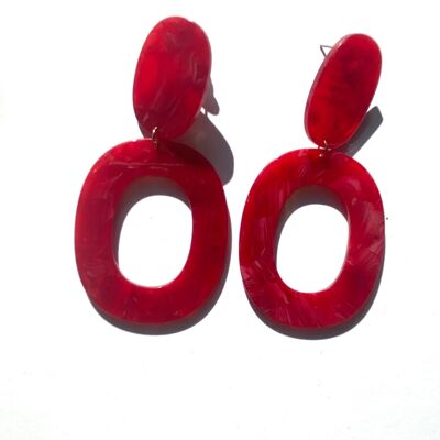 Double chunky circle acrylic earrings (red)