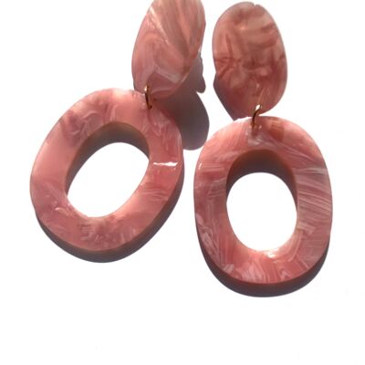 Double chunky circle acrylic earrings (pink)