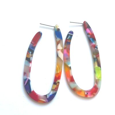 Multicoloured long hoop earrings