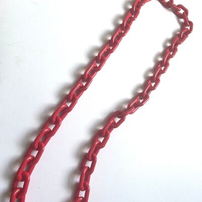 Plain coral red acrylic chain necklace