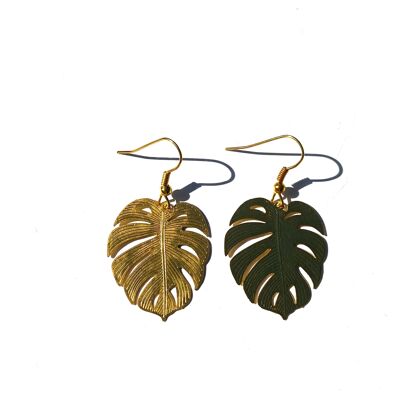Monstera solid bohemian leaf dangle - gold