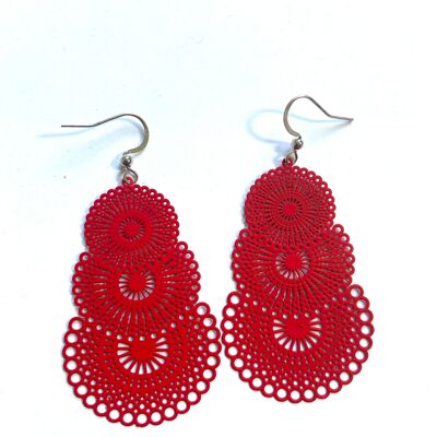 Red strong circles earrings