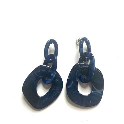 Triple blue chunky round acrylic earrings