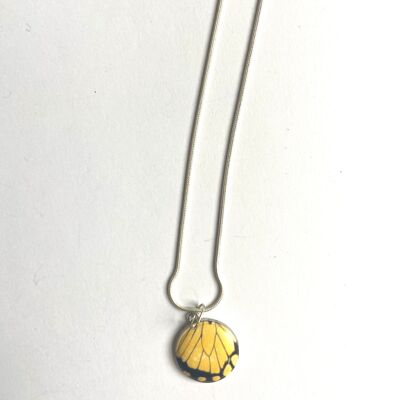 Yellow circle butterfly necklace