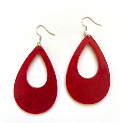 Red resin tear earrings