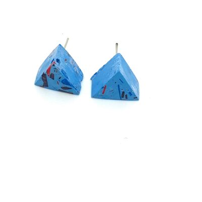 Sky blue vivid jesomite triangle earring studs