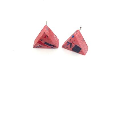 Pink vivid jesomite triangle earring studs