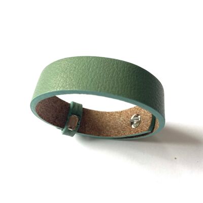 Pale green wide leather bracelet