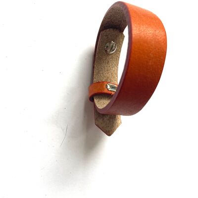 Orange wide leather bracelet