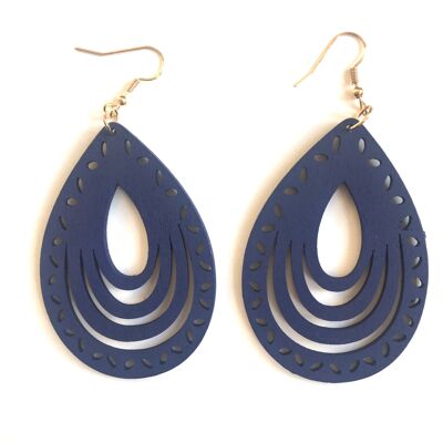 Blue wooden dangle earrings