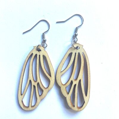 Natural wood butterfly wing earrings