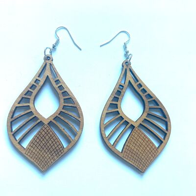 Exotic big wood dangle earrings