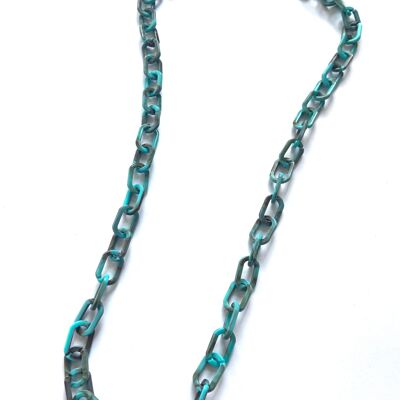 Mixed turquoise/brown acrylic chain necklace