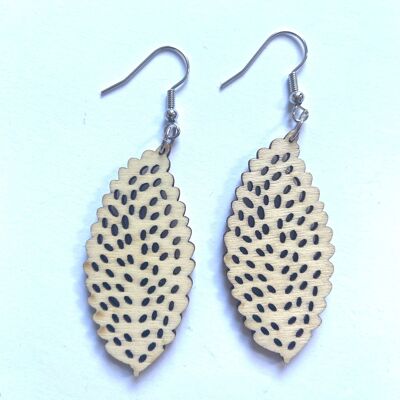 Natural wood unique leaf earrings