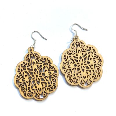 Intricate wood earrings