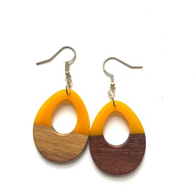 Yellow and wood edge earrings