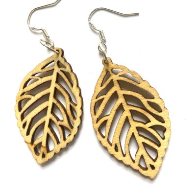 Natural wood beech leaf earrings
