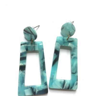 Blue and black chunky acrylic earrings