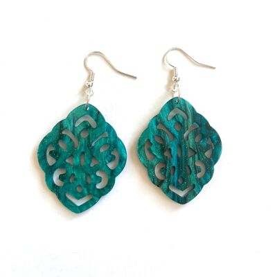 Green/Blue resin shaped earrings
