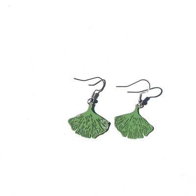 Ginkgo bohemian intricate leaf dangle - green