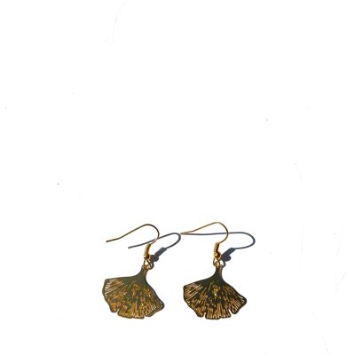 Ginkgo bohemian intricate leaf dangle - gold