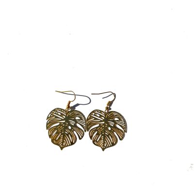 Monstera delicate bohemian leaf dangle - gold