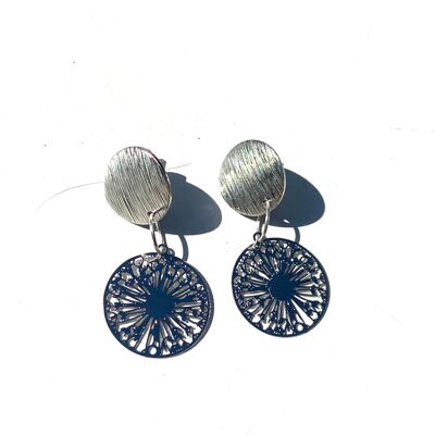 Dandelion bohemian stud dangle - silver