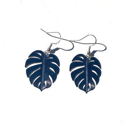 Monstera solid bohemian leaf dangle - silver