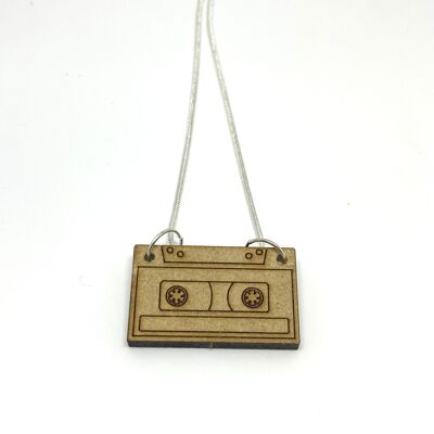Wood cassette necklace