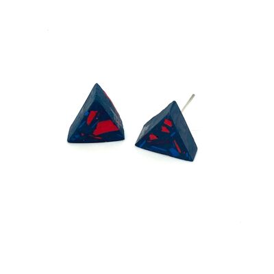 Blue vivid jesomite triangle earring studs
