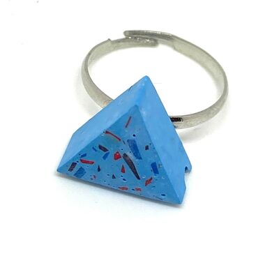 Sky blue vivid jesomite triangle ring