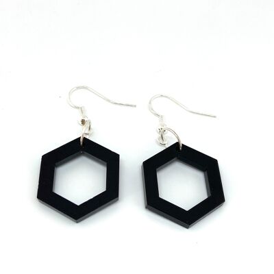 Hexagon black acrylic earrings
