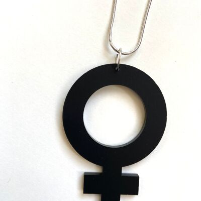 Black female sign acrylic necklace