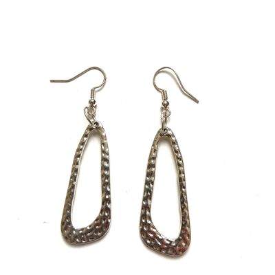 Silver textured loop earrings