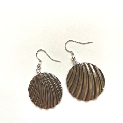 Wavy circular silver earrings