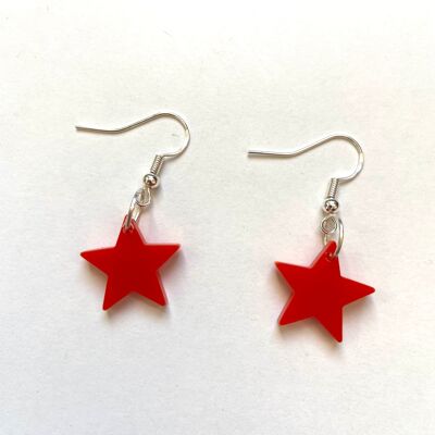Red solid star acrylic earrings