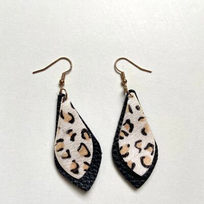 Black and animal print earrings