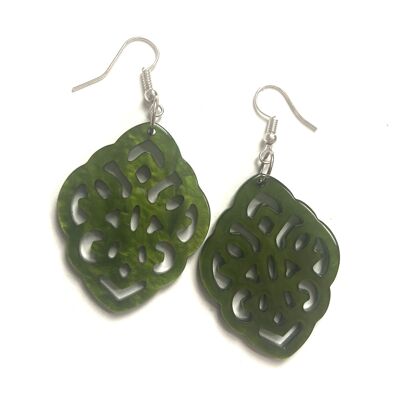 Green resin shaped earrings