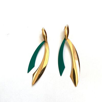 Green bold strong earrings