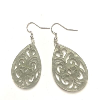 Light green tear shaped resin earrings