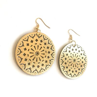 Gold swirl circle dangle earrings