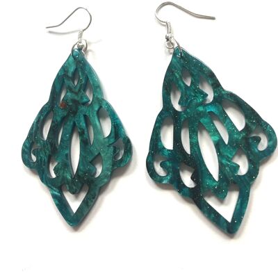 Green/blue resin inspired earrings