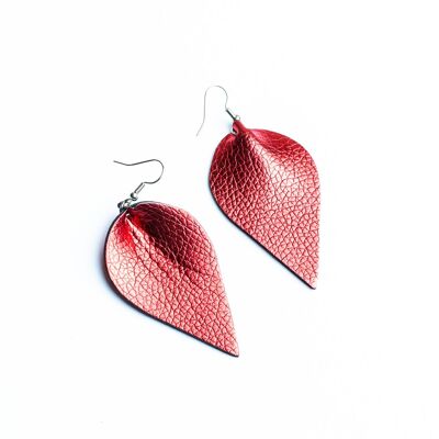 Red petal shaped earrings