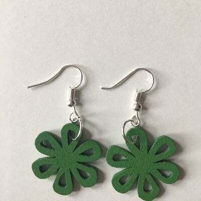 Green swirly earrings