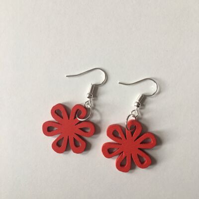 Red swirly earrings