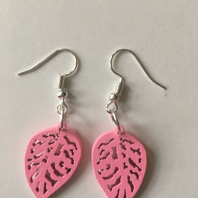 Pink leaf earrings